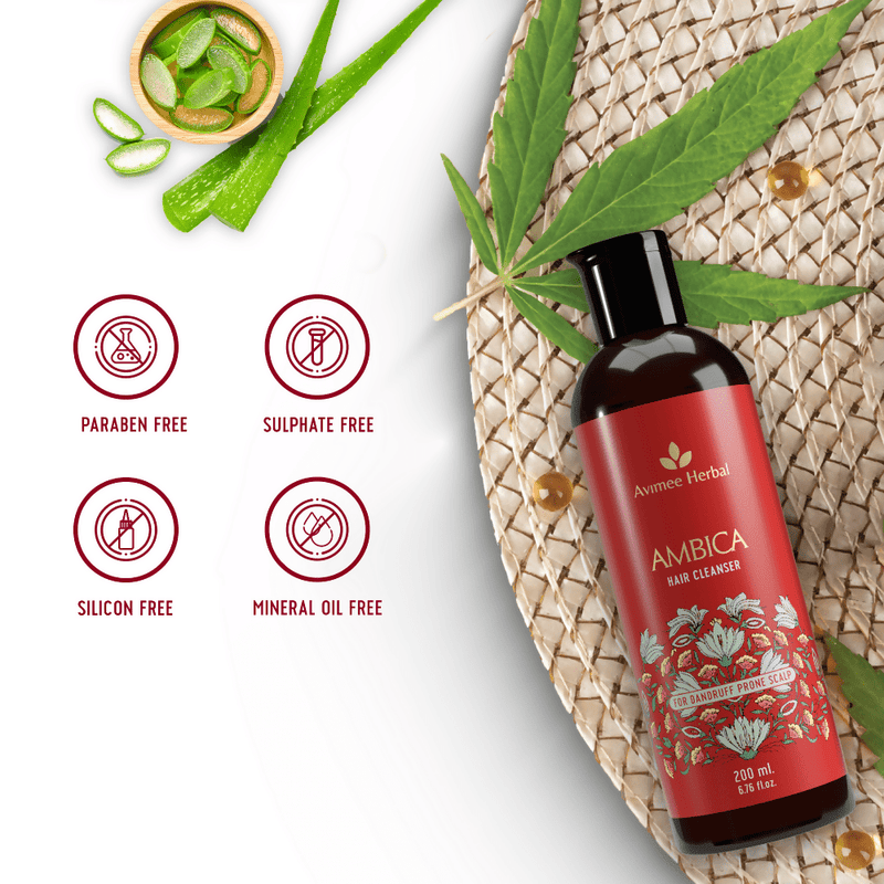 Avimee Herbal Ambica Hair Cleanser Fights Dandruff & Moisturizes Scalp Naturally, With Aloe Vera, Apple Cider Vinegar, Tea Tree, Neem Oil