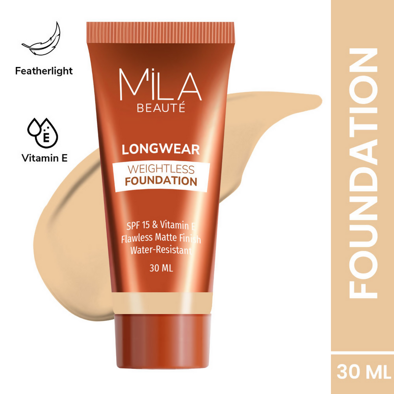 Mila Beaute Longwear Weightless Matte Finish Foundation with SPF 15 - Soft Beige
