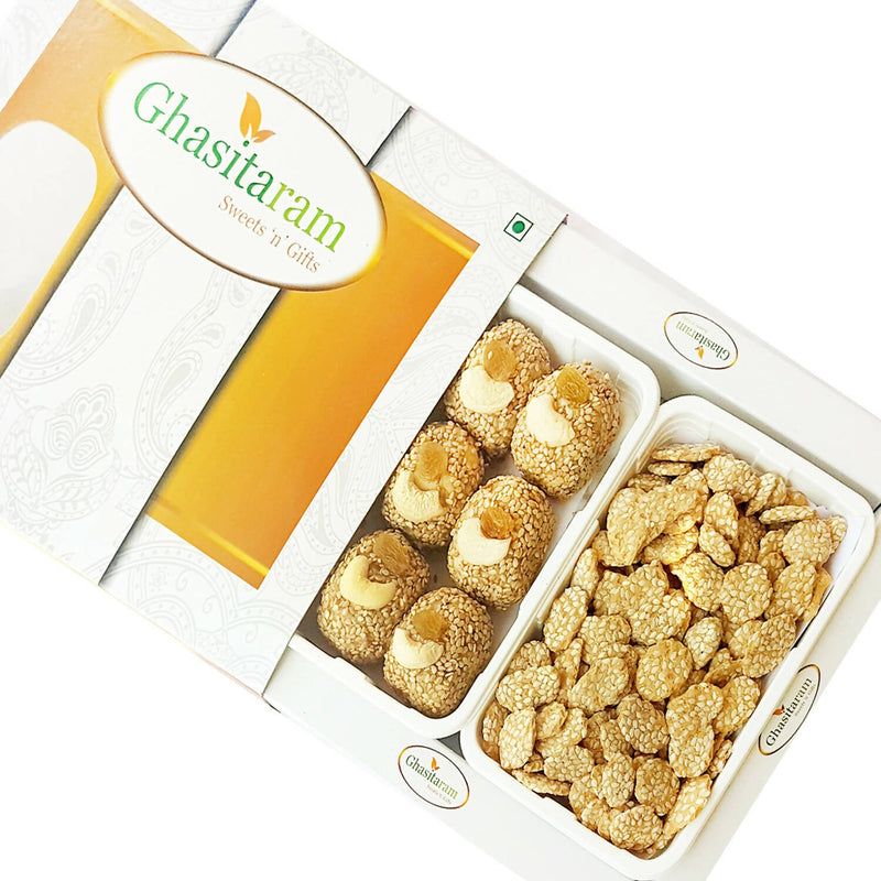 Ghasitaram Sankranti /Lohri Gifts Sweets-Til Laddoo And Gud Revadi Hamper
