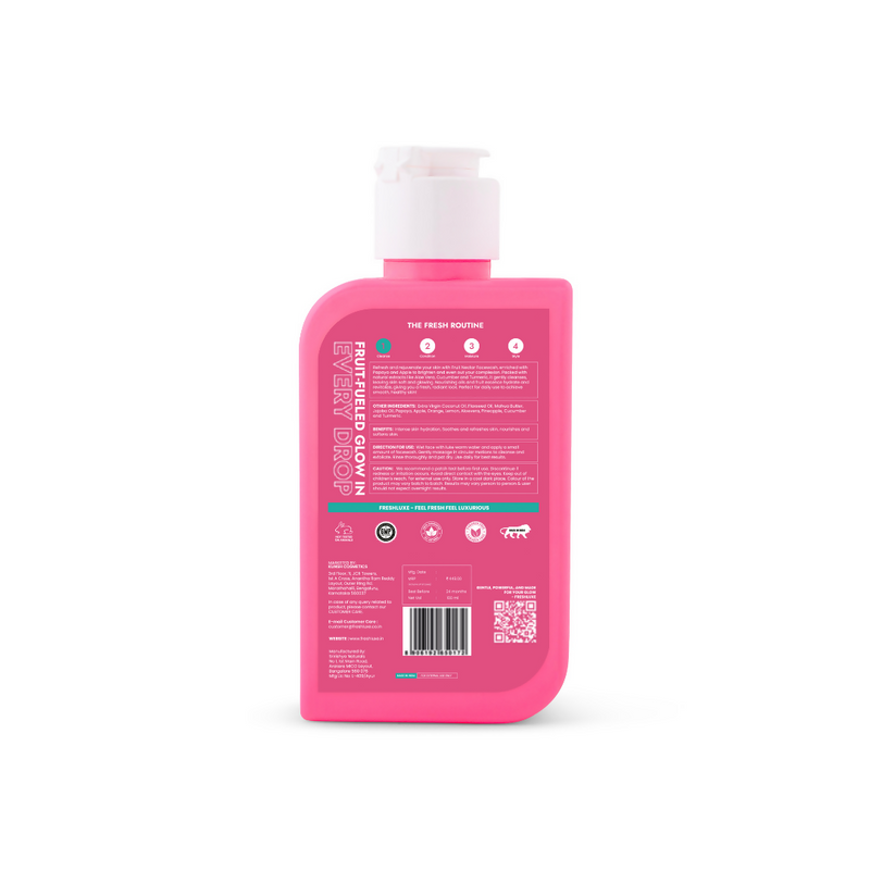 FreshLuxe Fruit Nectar Face Wash For Glowing Skin & Reducing Dark Spots with Apple, Papaya & Turmeric