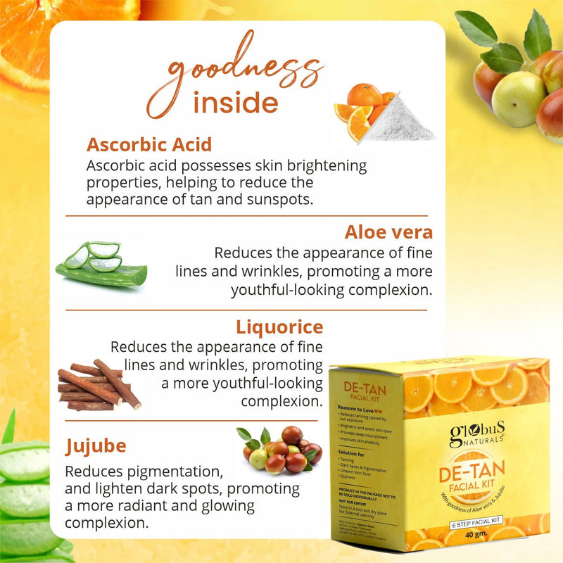 Globus Naturals De-Tan 6 Step Facial Kit