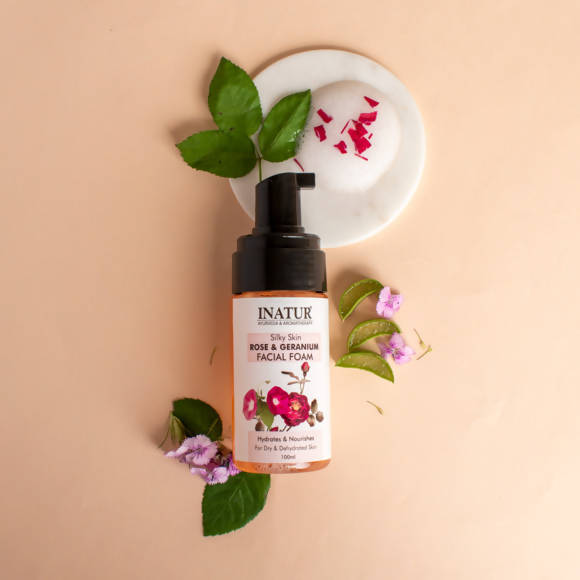 Inatur Silky Skin Rose & Geranium Facial Foam