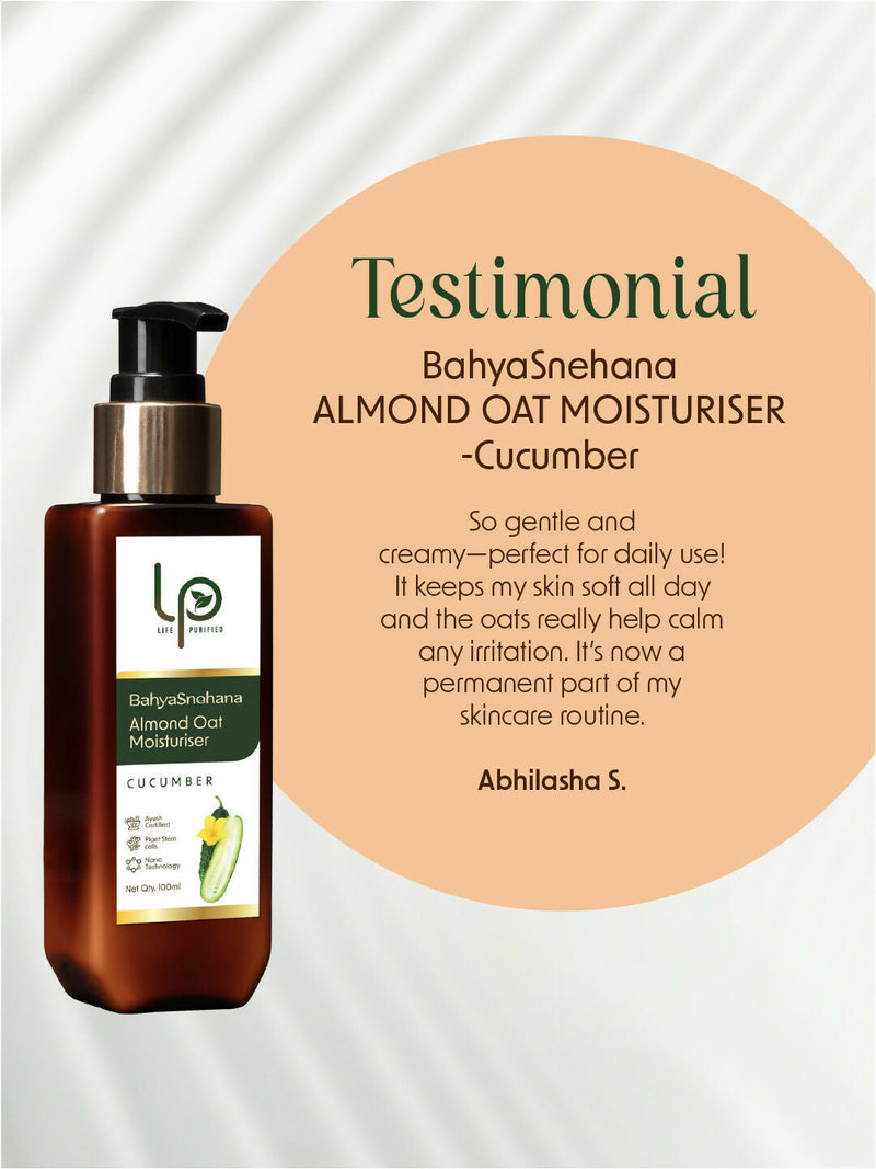 Life Purified Bahyasnehana Almond Oat Moisturiser - Body Lotion - Cucumber