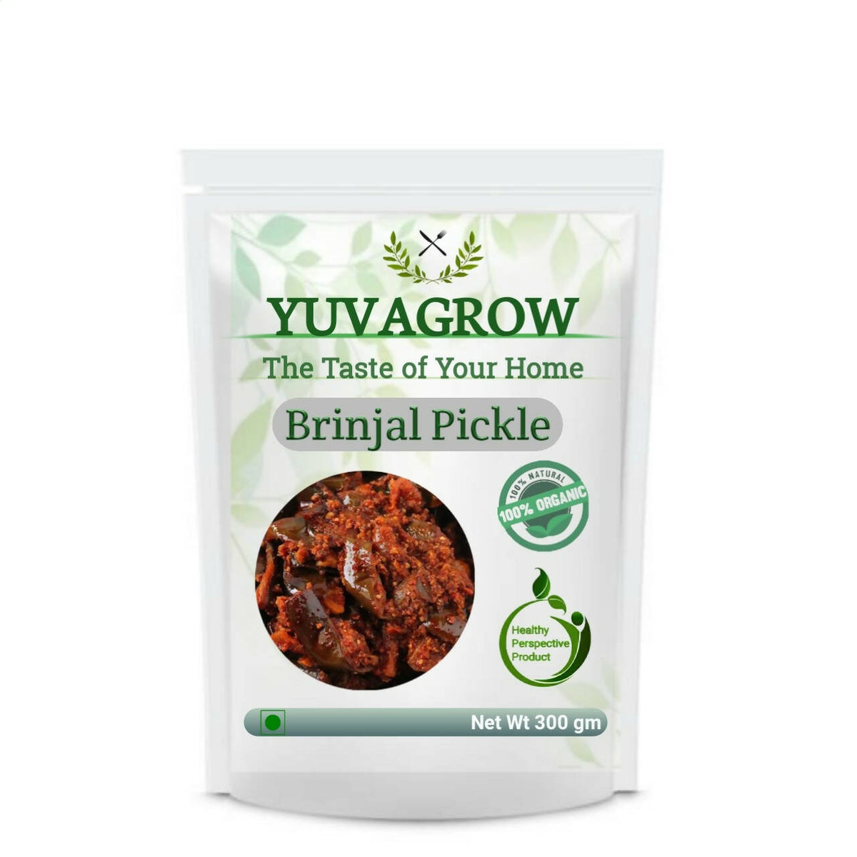 Yuvagrow Brinjal Pickle packaging on a white background