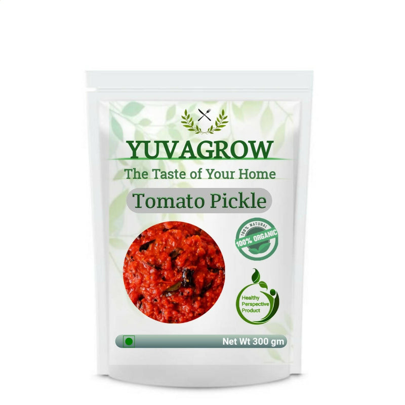 Yuvagrow Tomato Pickle packaging on a white background