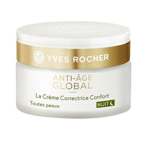 Yves Rocher anti-aging cream jar on a white background