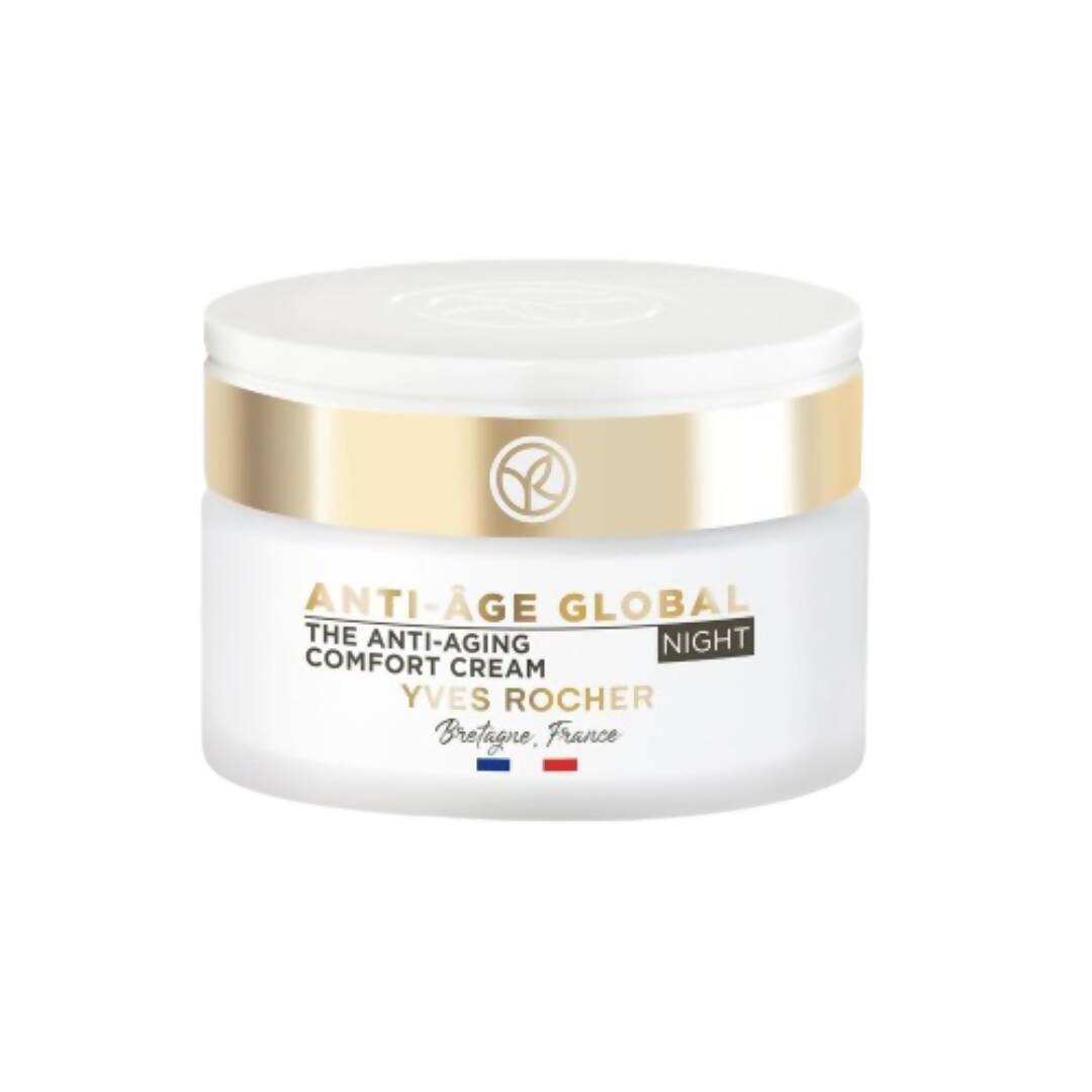 Yves Rocher anti-aging cream jar on a white background