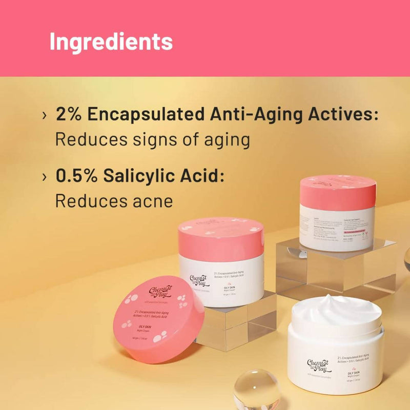 Chemist At Play Oily Skin Night Cream For Oily & Acne-Prone Skin, Controls Excess Sebum