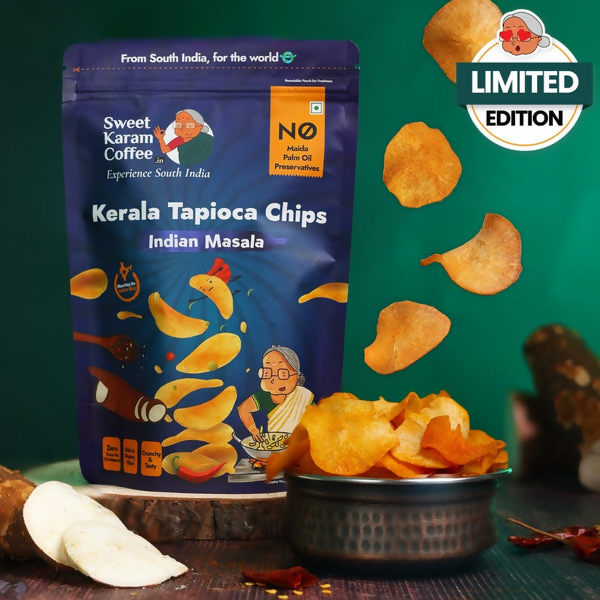 Sweet Karam Coffee Kerala Tapioca (Kappa) Chips - Indian Masala