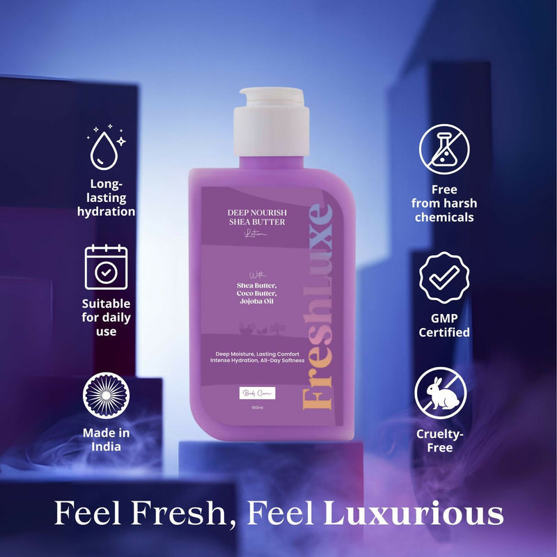 FreshLuxe Shea Butter Lotion with Coco Butter & Jojoba Oil For Deep Moisturization