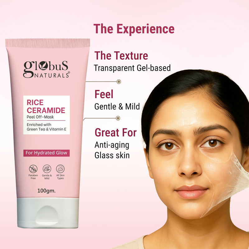 Globus Naturals Rice Ceramide Peel Off Mask, For Hydrated Glow Skin