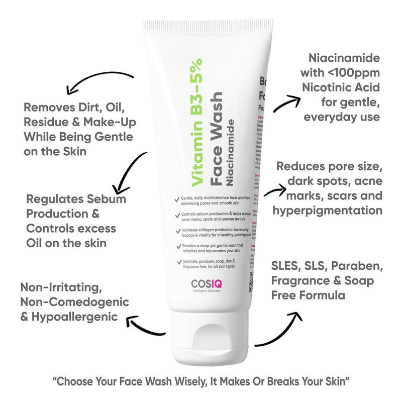 Cos-IQ Vitamin B3-5% Niacinamide Face Wash for Smooth and Even Skin