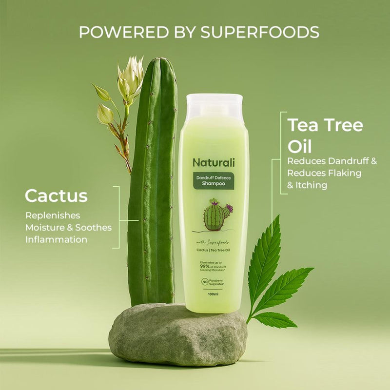 Naturali Dandruff Defence Shampoo With Cactus Extract, Tea Tree Oil & Climbazole