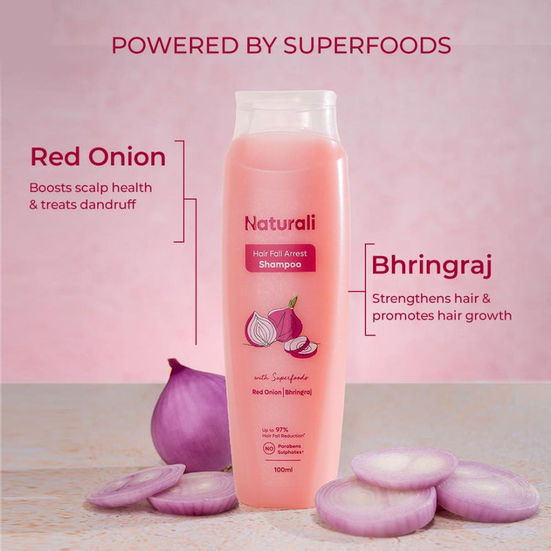 Naturali Hairfall Arrest Shampoo With Red Onion & Bhringraj, Sulphate & Paraben-Free Shampoo