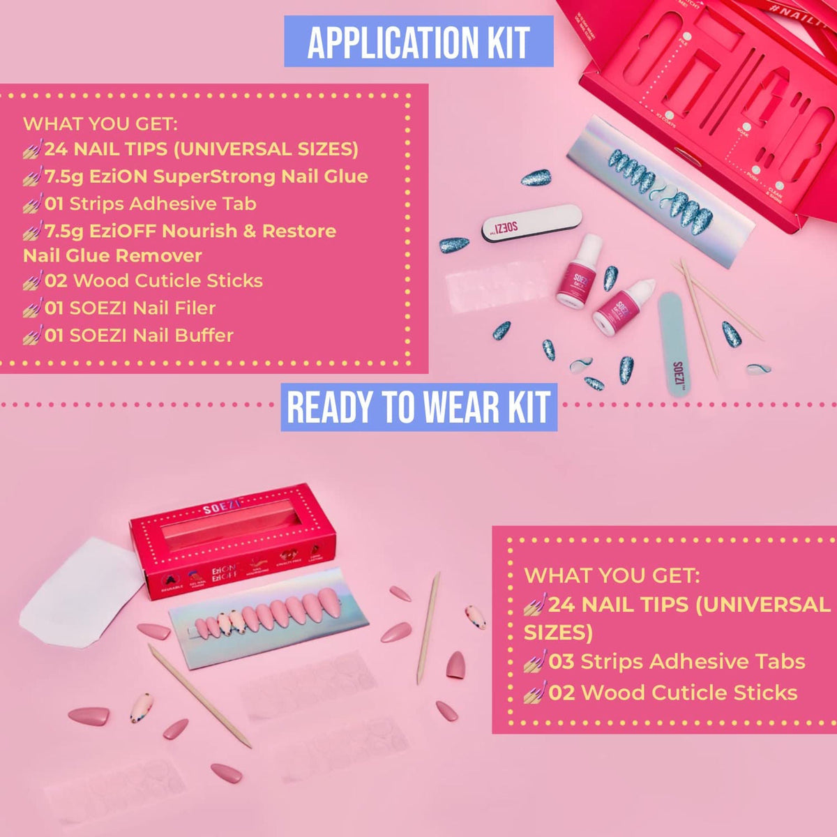 SOEZI Dress To Impress Reusable Press On Nail - Ready To Wear Kit