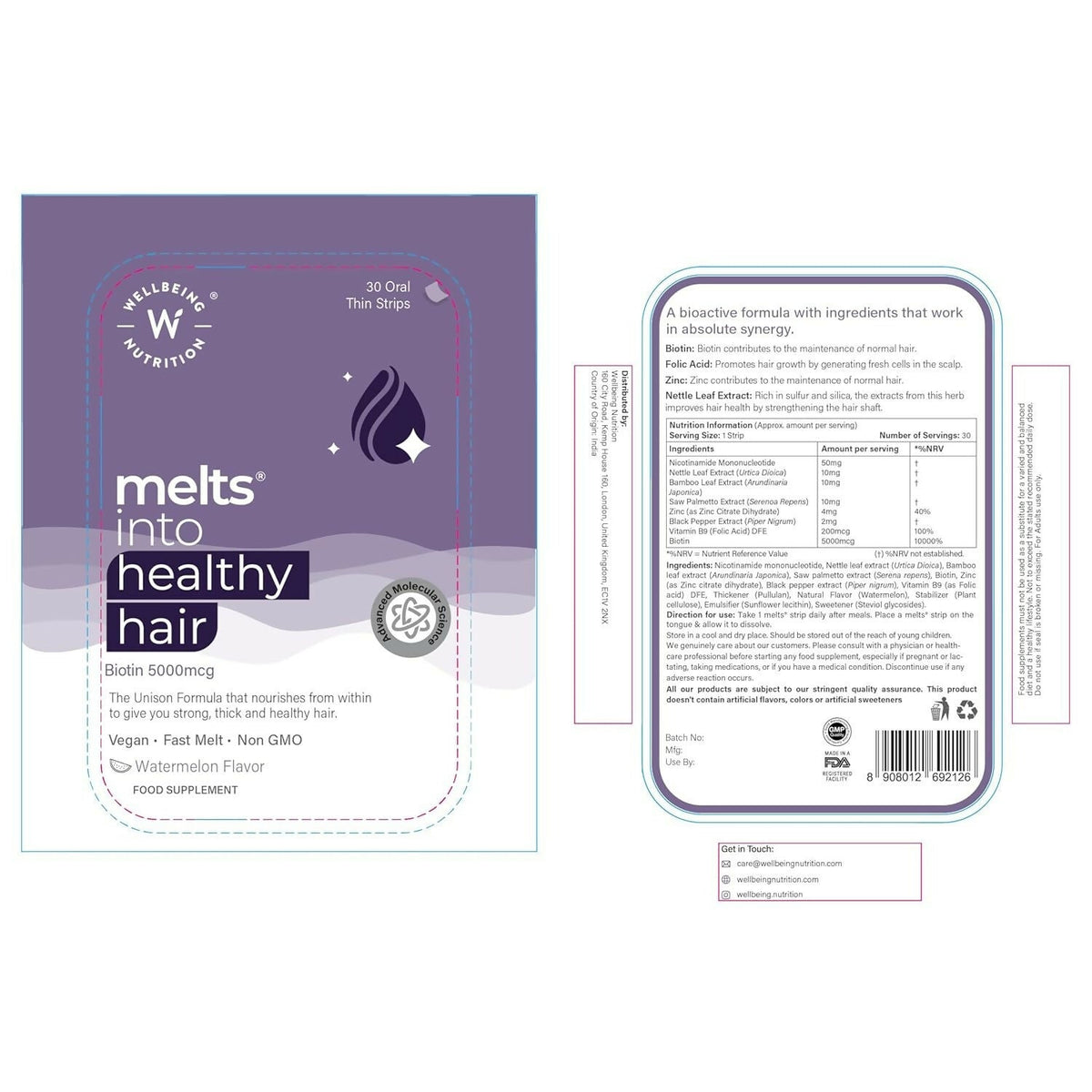 Wellbeing Nutrition Melts Healthy Hair & Hair Fall Control Strips Combo