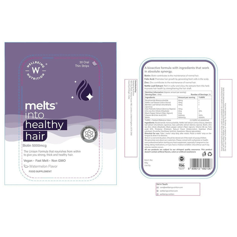 Wellbeing Nutrition Melts Healthy Hair & Hair Fall Control Strips Combo