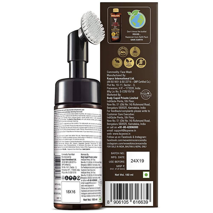 Wow Skin Science Niacinamide Foaming Face Wash With Built-In Brush