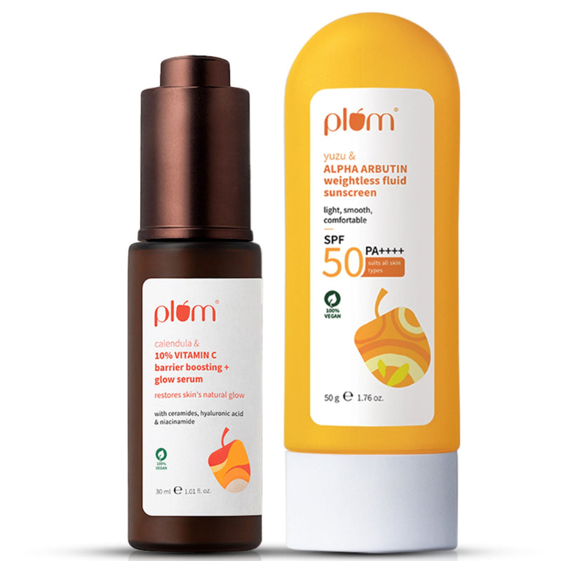 Plum Bestselling Vitamin C & Alpha Arbutin Sun Protect Duo - For Tan Protection & Glowing Skin