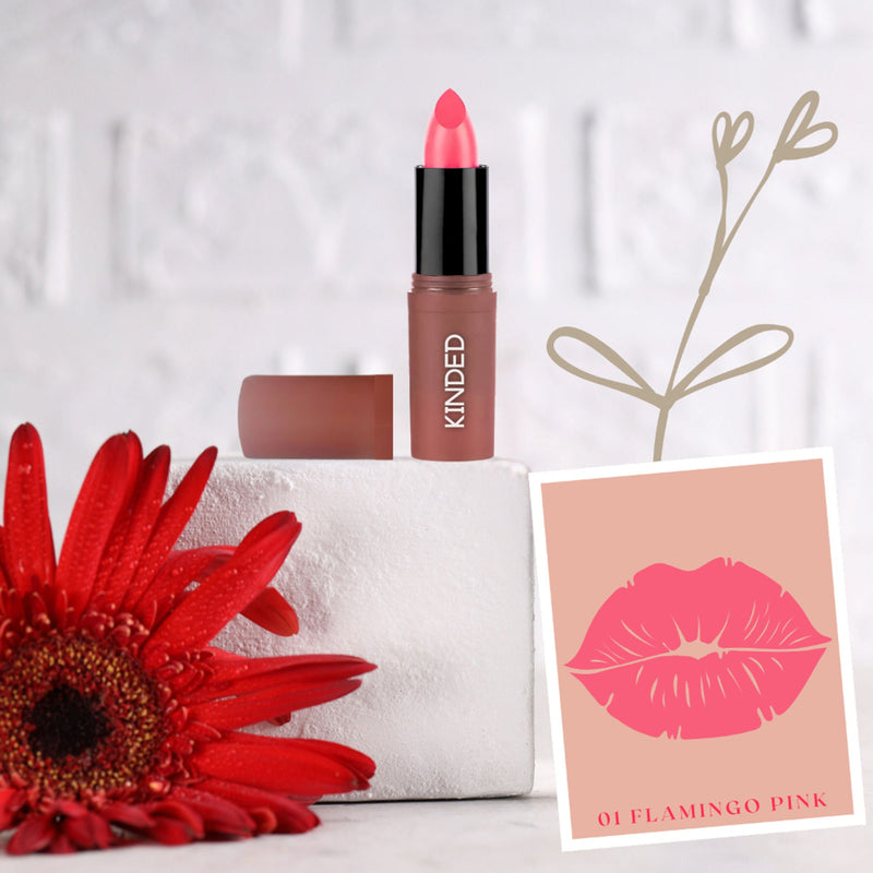 KINDED Satin Saga Bullet Creamy Lipstick With Satin Finish & Vitamin E - 01 Flamingo Pink