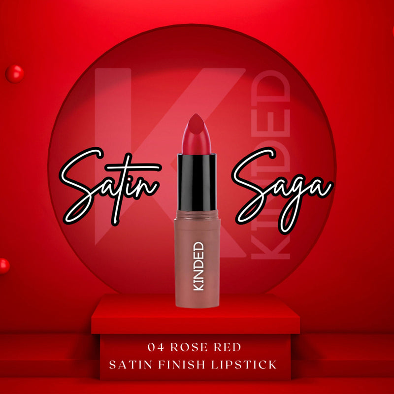 KINDED Satin Saga Bullet Creamy Lipstick With Satin Finish & Vitamin E - 04 Rose Red