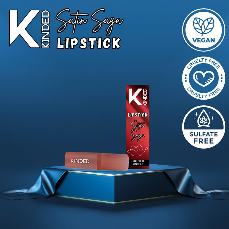 KINDED Satin Saga Bullet Creamy Lipstick With Satin Finish & Vitamin E - 08 Sunkissed Orange