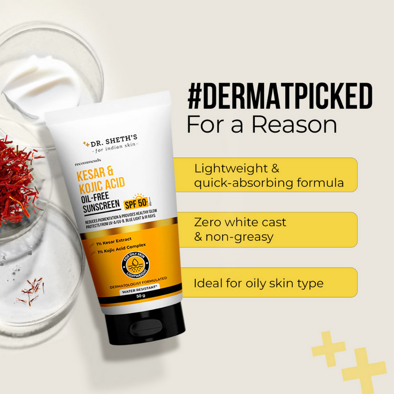 Dr. Sheth's Kesar & Kojic Acid Oil Free Sunscreen SPF 50+ PA++++