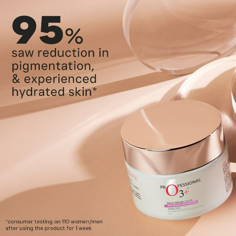 Professional O3+ Night Repair Cream Moisturiser For Brightening & Glow Boosting