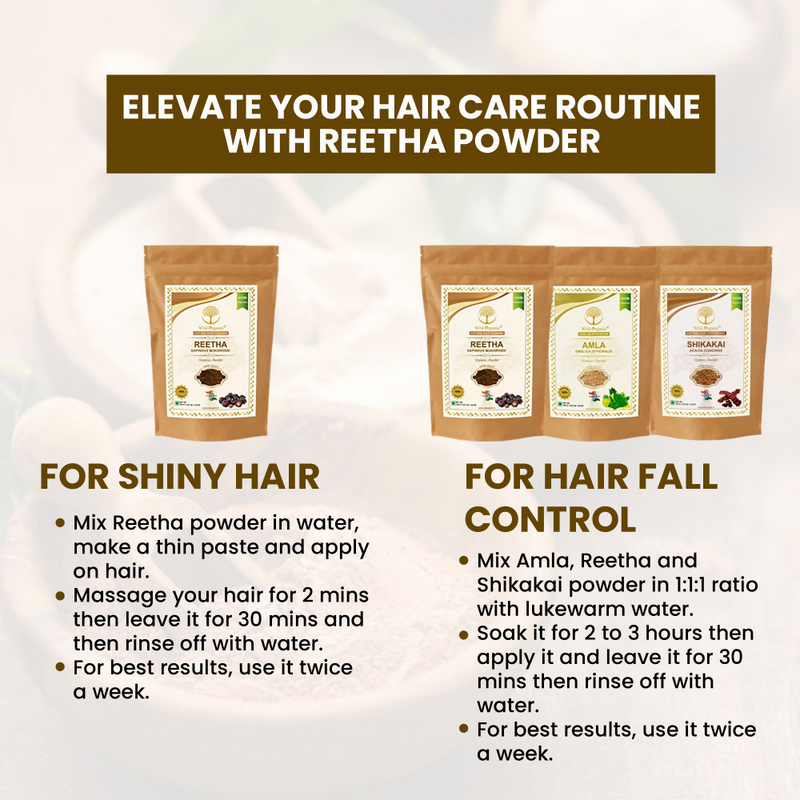 Wild Organic Reetha Powder Natural Hair Cleanser