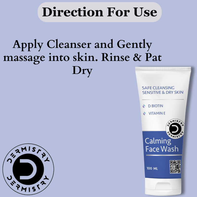 Dermistry Sensitive & Dry Skin Care Calming Soothing Face Wash Safe Cleansing D Biotin & Vitamin E