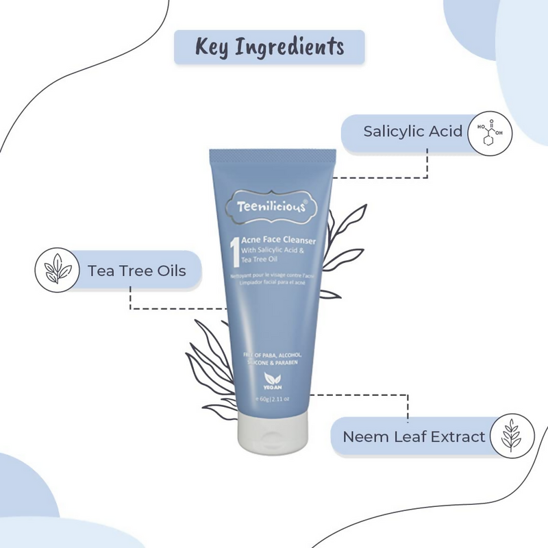 Teenilicious Acne Face Cleanser With 1.5% Salicylic Acid & Tea Tree Oil