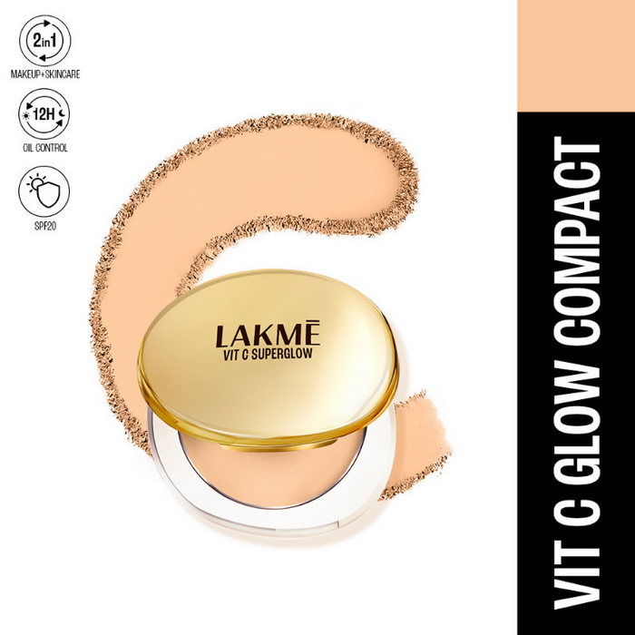 Lakme Vitamin C Superglow Skin Perfecting Compact with 1 % Vit C - Sand
