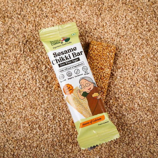 Sweet Karam Coffee White Sesame Chikki Bar (Zero White Sugar)