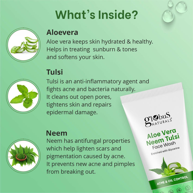 Globus Naturals Aloe vera Neem Tulsi Enriched With Glycerin & Oil Control Formula