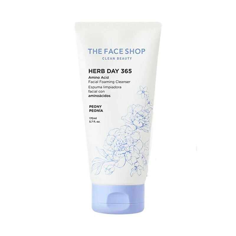 The Face Shop Herb Day Amino Acid Face Wash, Gentle Cleanser that Exfoliates & Brighten Skin - Korean Skincare