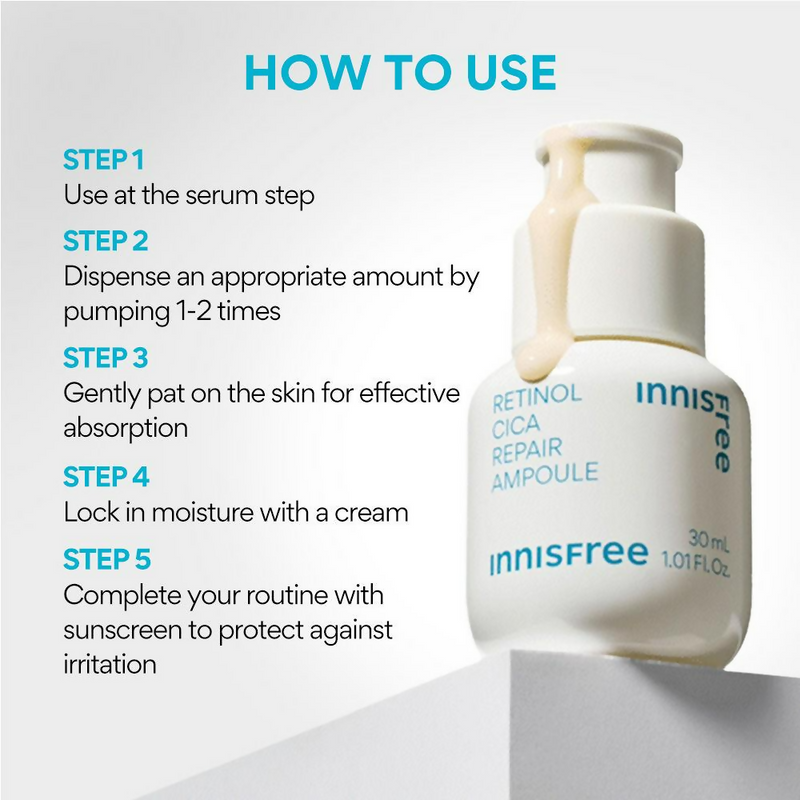 Innisfree 0.15% Retinol Cica Ampoule Daily Care For Pores, Dead Skin, Anti-Aging - Beginner-Friendly