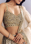 Beige Lehenga Set With Sequins Cut Dana Work