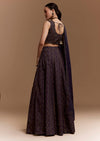 Blue Printed Silk Bridesmaid Lehenga Set with Cutdana Blouse
