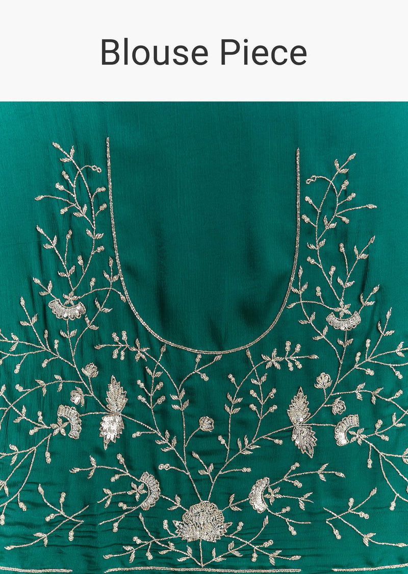 Bottle Green Satin Bridesmaid Lehenga With Heavy Embroidery