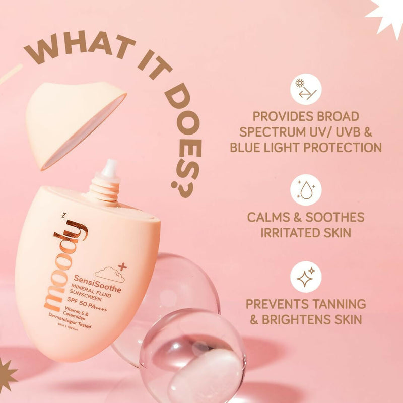 Moody SensiSoothe Mineral Brightening Sunscreen Serum with Ceramides & Rice