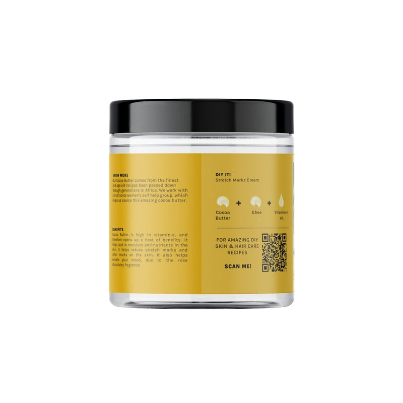 Tattvalogy African Cocoa Butter in Jar Packaging, Raw Unrefined, Body Butter & Moisturizer