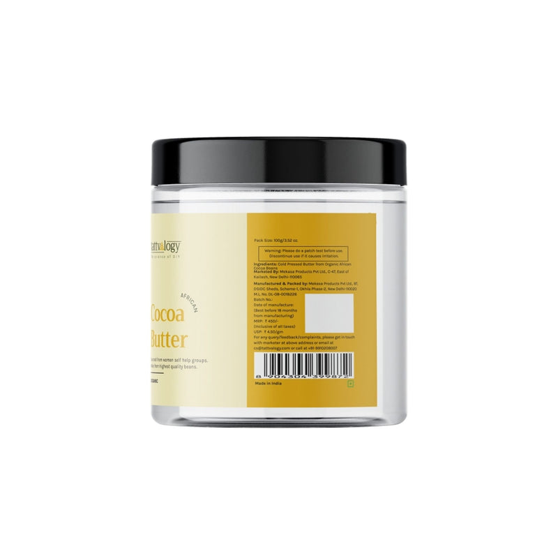 Tattvalogy African Cocoa Butter in Jar Packaging, Raw Unrefined, Body Butter & Moisturizer