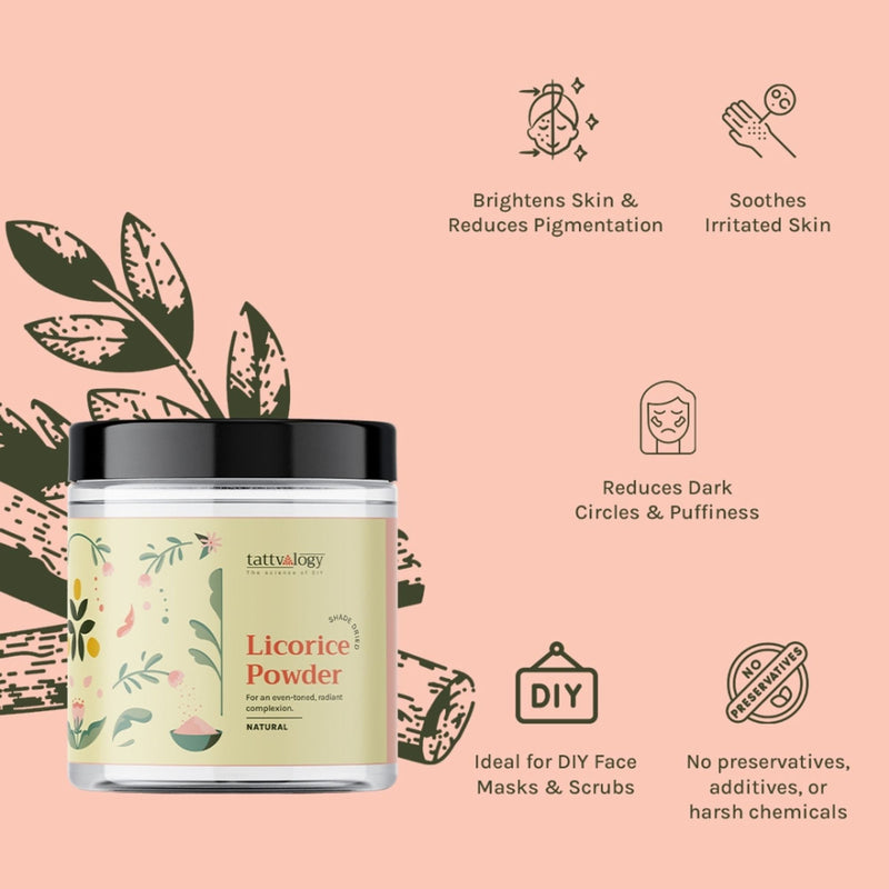 Tattvalogy Licorice Powder - Fades Dark Spots & Pigmentation, Brightens & Evens Skin Tone Naturally