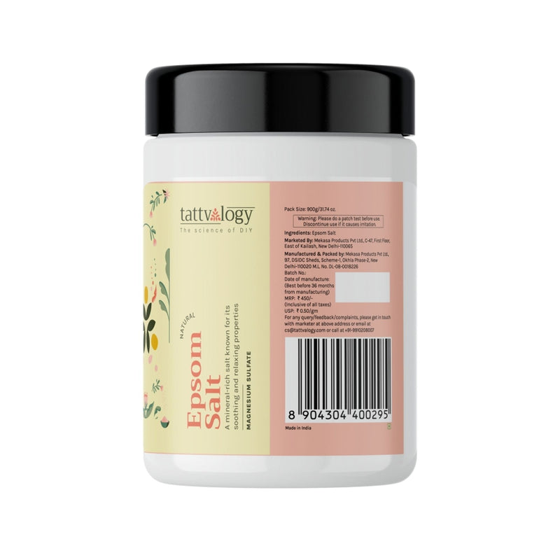 Tattvalogy Pharma Grade Epsom Salt - Muscle Relief, Feet Soak & Relaxing Bath Salt for Ultimate Care