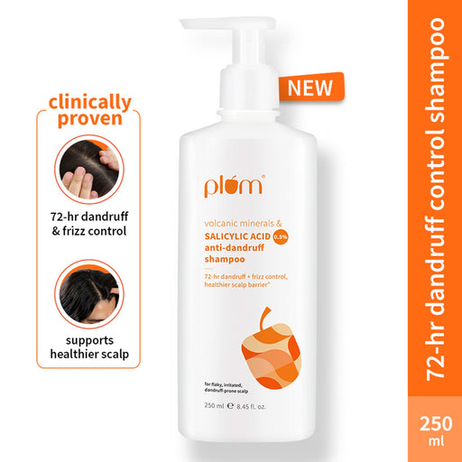 Plum Anti-Dandruff Shampoo with Volcanic Minerals 0.5% Salicylic Acid, 72hr Dandruff & Frizz Control