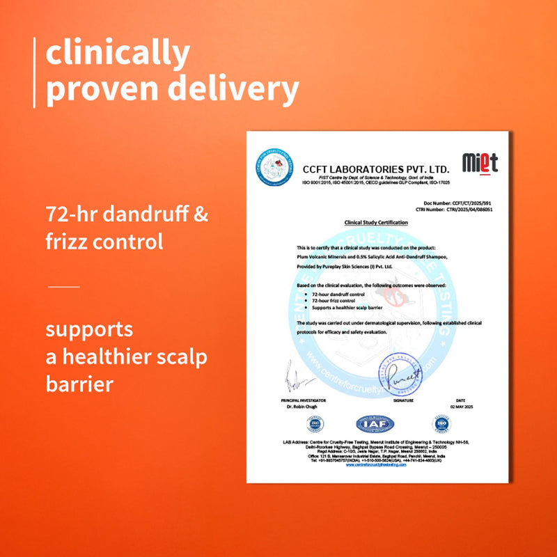 Plum Anti-Dandruff Shampoo with Volcanic Minerals 0.5% Salicylic Acid, 72hr Dandruff & Frizz Control