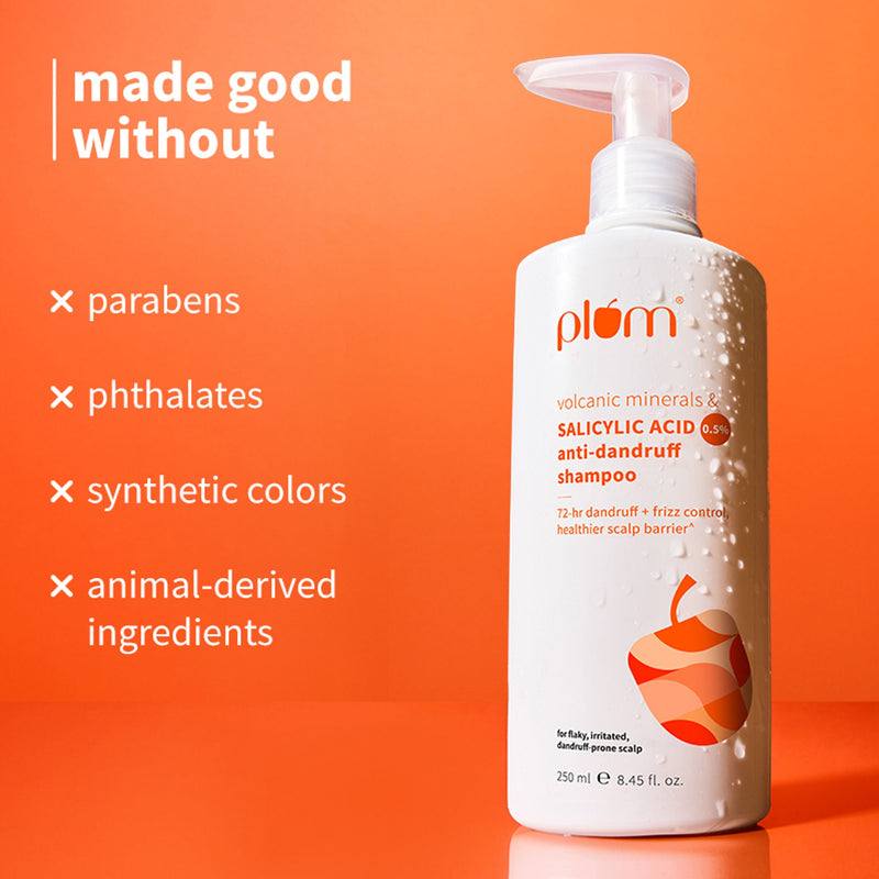 Plum Anti-Dandruff Shampoo with Volcanic Minerals 0.5% Salicylic Acid, 72hr Dandruff & Frizz Control