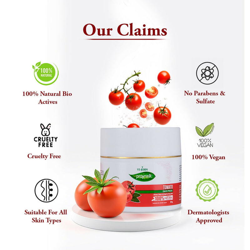 VI-JOHN Prakritik Tomato Face Pack Removes Tanning & Dead Cells Made With 100% Natural Bio Actives