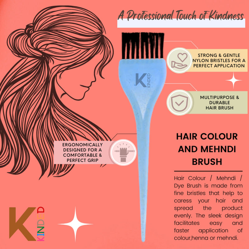 KINDED Multipurpose Blue Hair Color and Mehndi Brush Set of 2