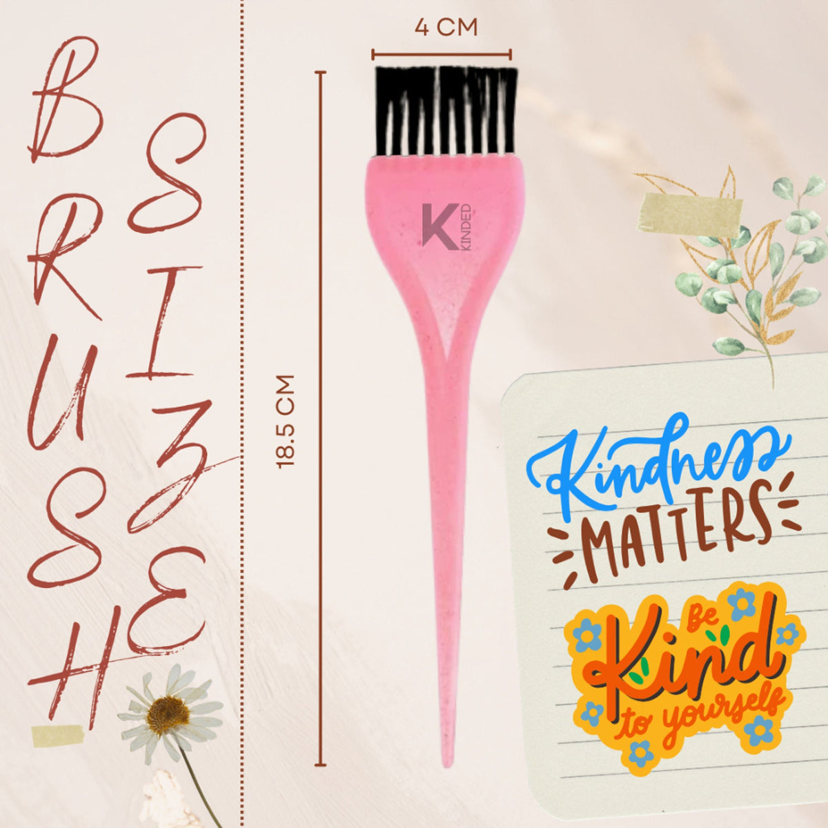 KINDED Multipurpose Pink & Orange Hair Color and Mehndi Brush Set of 2